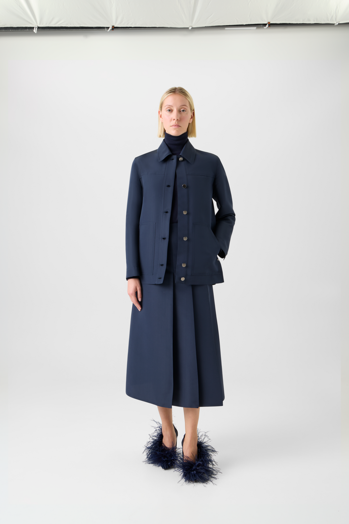 Designer Ottoman Seide Hemdjacke - Dunkelblau - Blau #editorial