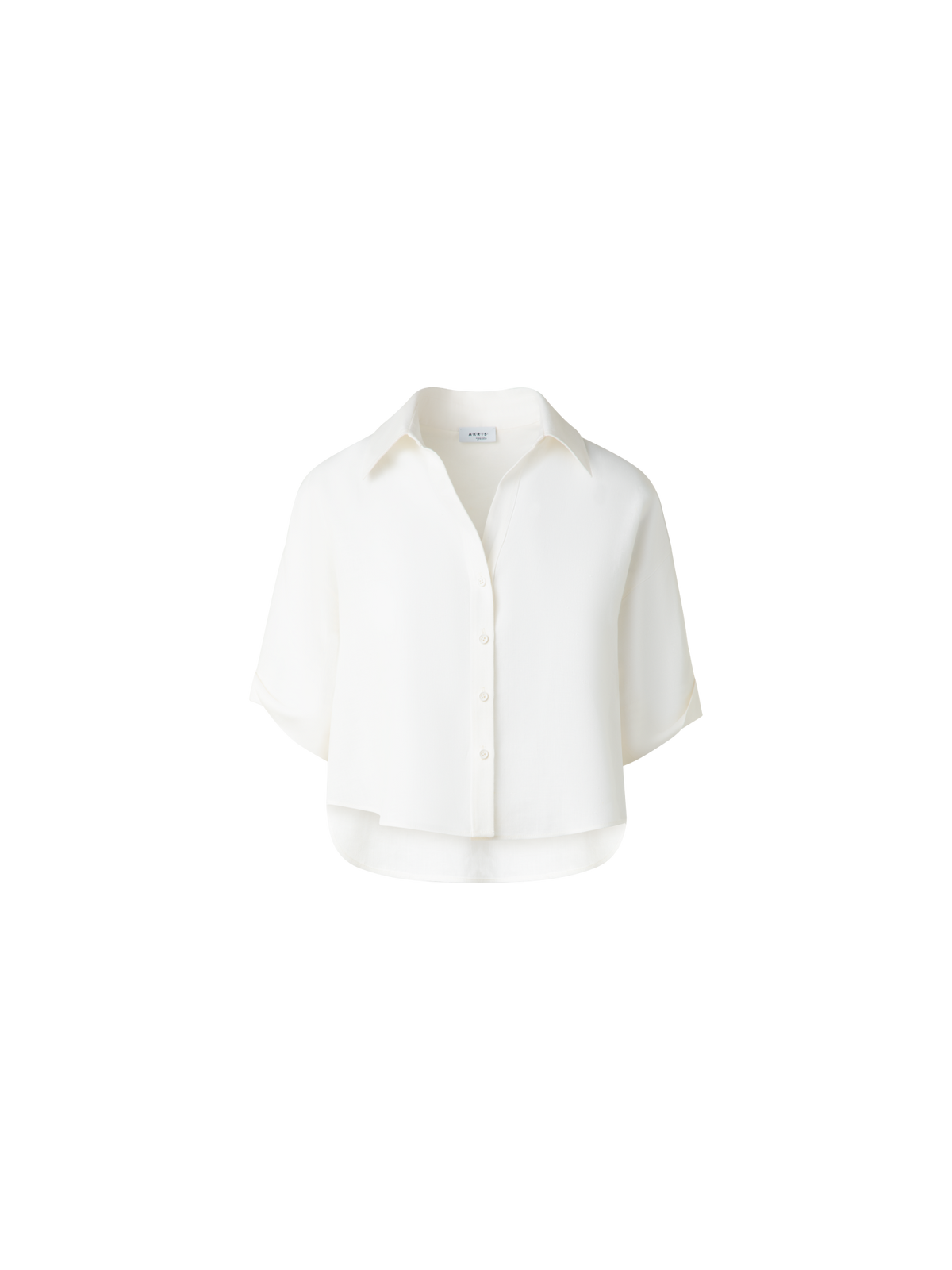 Designer Cropped-Bluse aus gewaschenem Leinen - Ecru - Weiss
