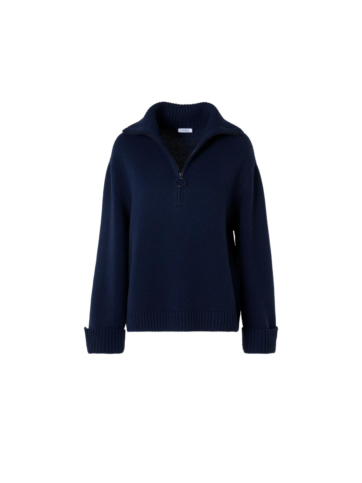 Designer Grobstrick-Pullover aus Yakwolle - Dunkelblau