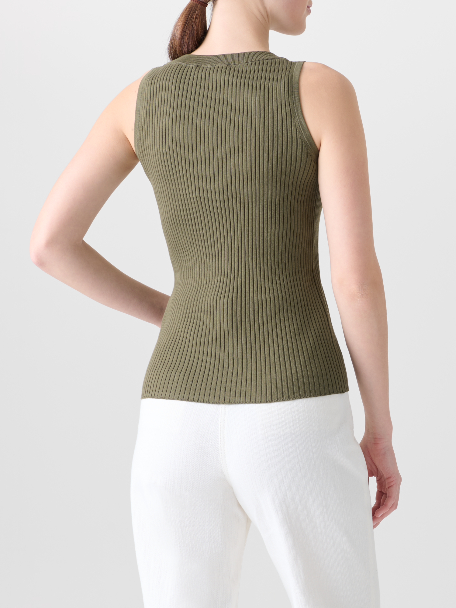 Designer Strick-Tank-Top aus gerippter Baumwolle - Grün 