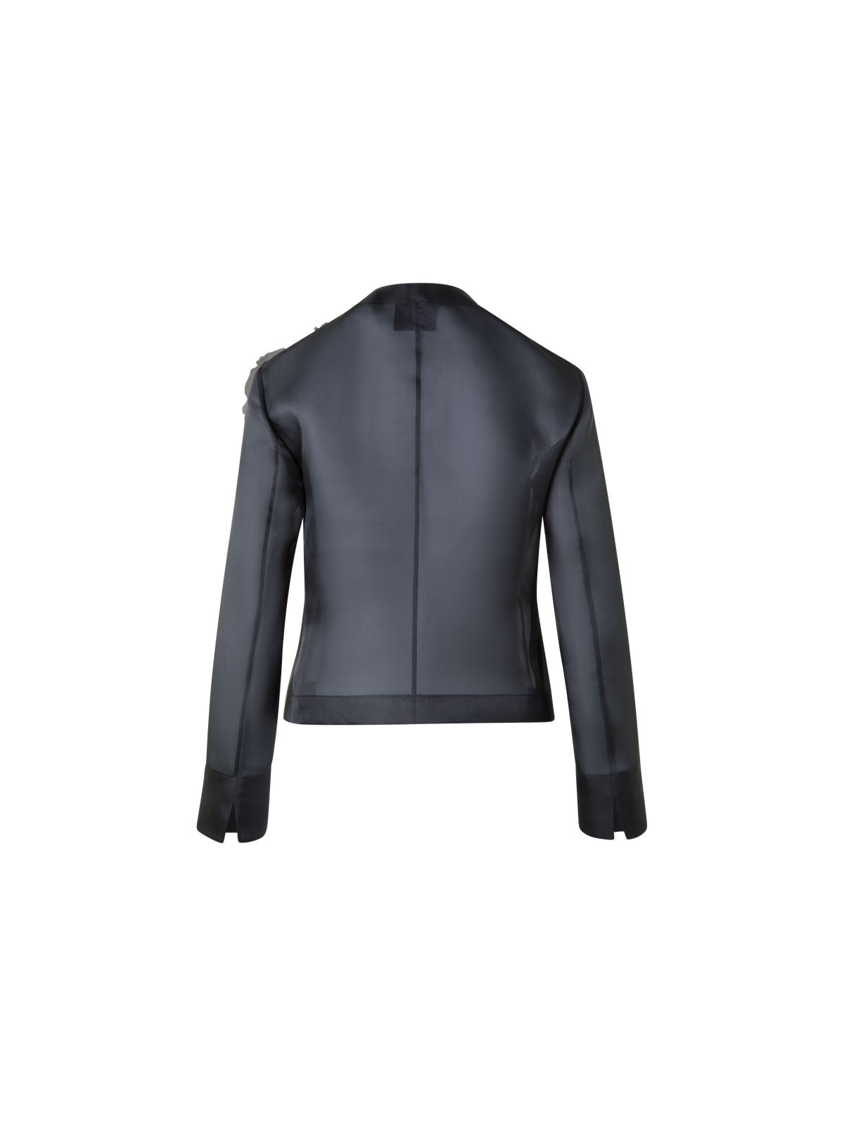 Designer Kurze Seidenjacke mit 3D Anemone - Schwarz