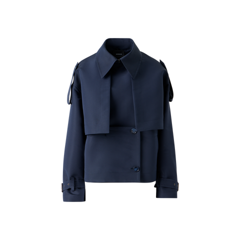 Kurze Seidentrench Jacke mit abnehmbaren Bolero