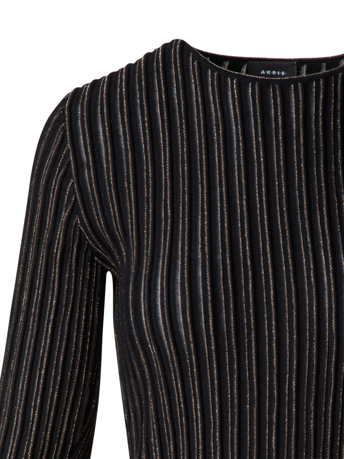 Designer Woll-Seiden-Pullover mit Lurex-Streifen - Schwarz - Bunt - Gold