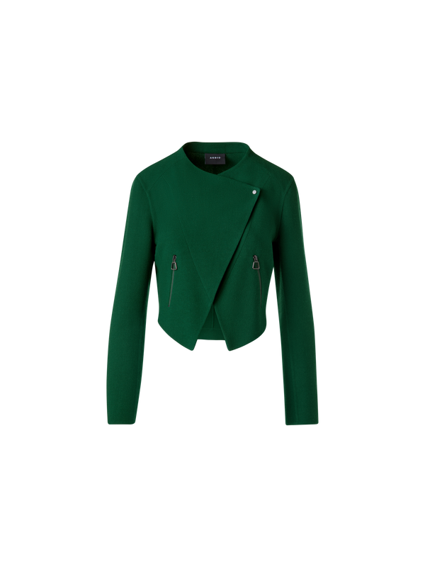 Designer Kurze Jacke aus Woll-Doubleface - Grün