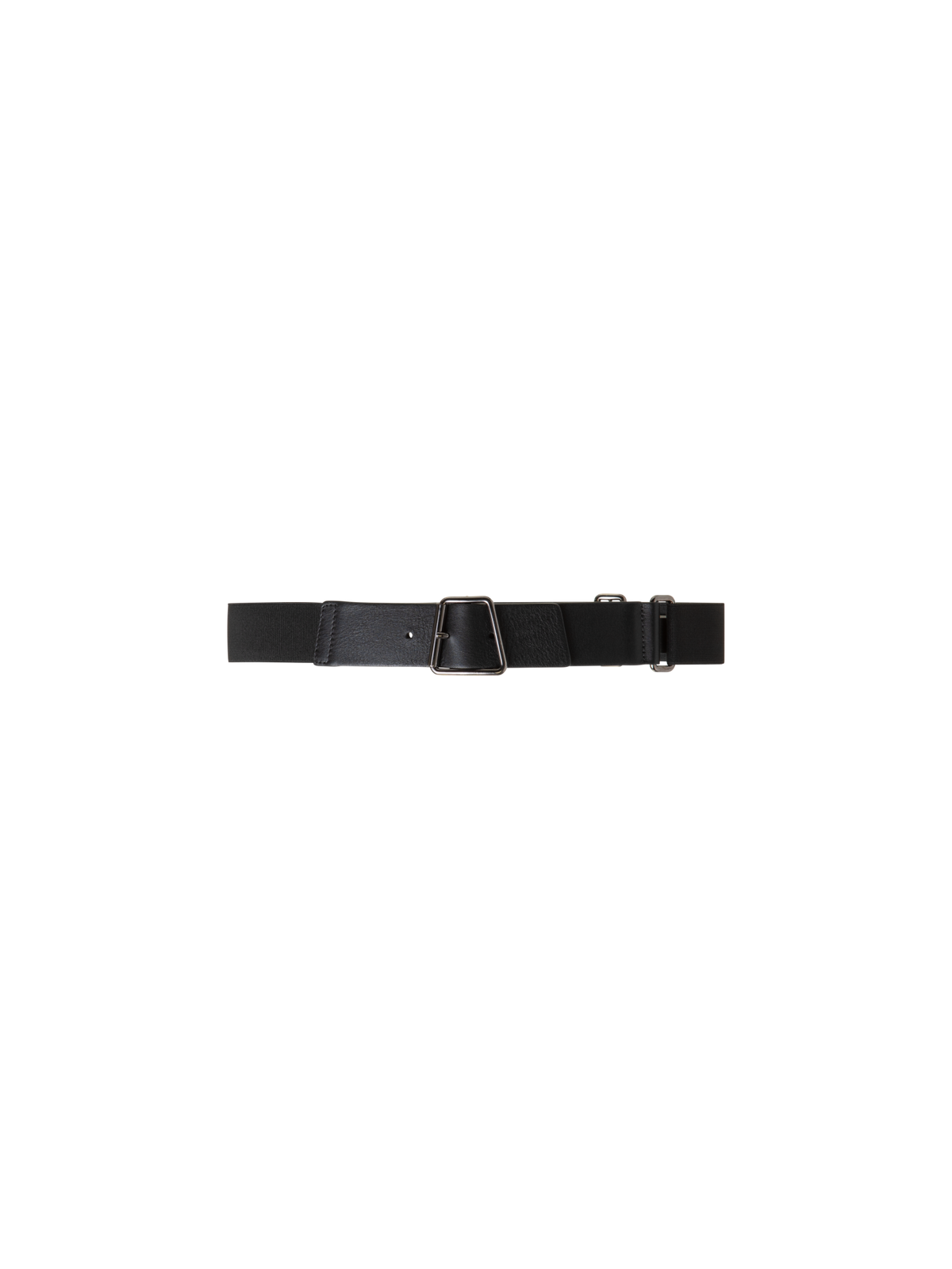Designer Elastischer Ledergürtel mit Trapez-Schnalle - Schwarz