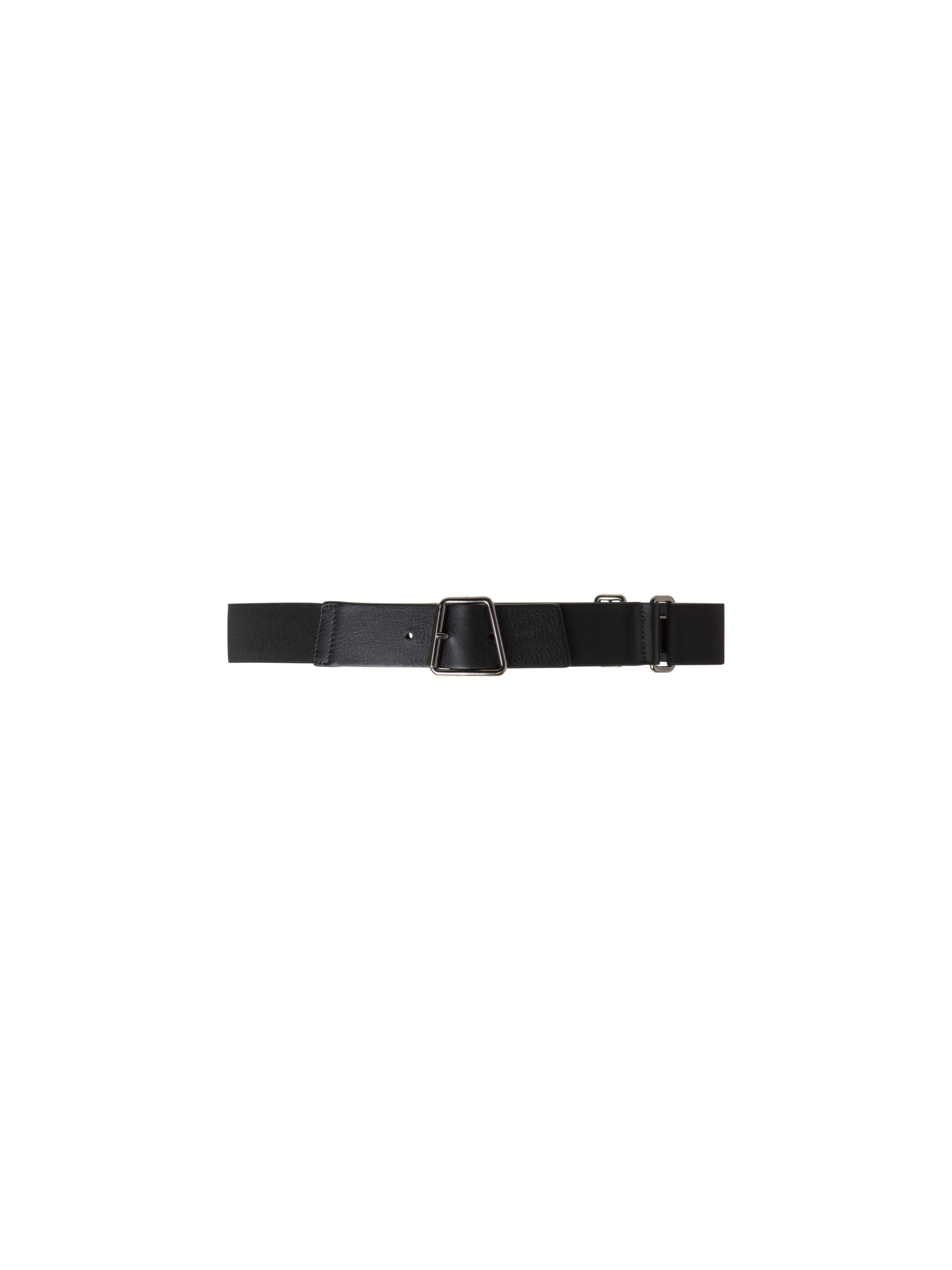 Designer Elastischer Ledergürtel mit Trapez-Schnalle - Schwarz
