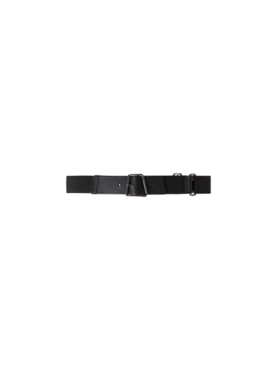 Designer Elastischer Ledergürtel mit Trapez-Schnalle - Schwarz