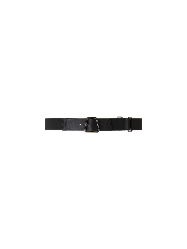 Designer Elastischer Ledergürtel mit Trapez-Schnalle - Schwarz