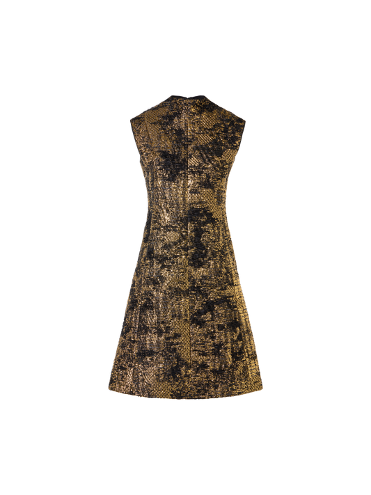 Designer Minikleid in Fragmented Jacquard - Bunt - Schwarz - Gold