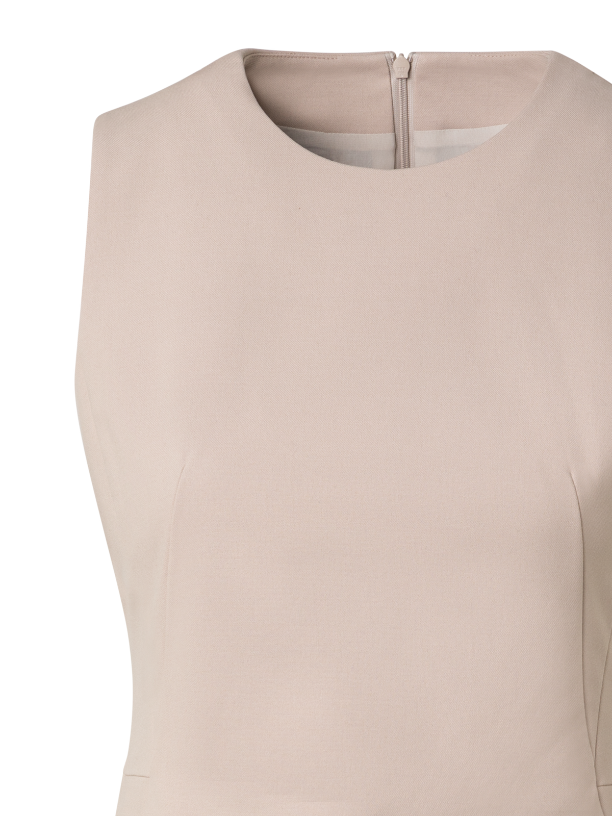 Designer Baumwoll-Doubleface-Etuikleid mit A-Linien-Rock - Beige