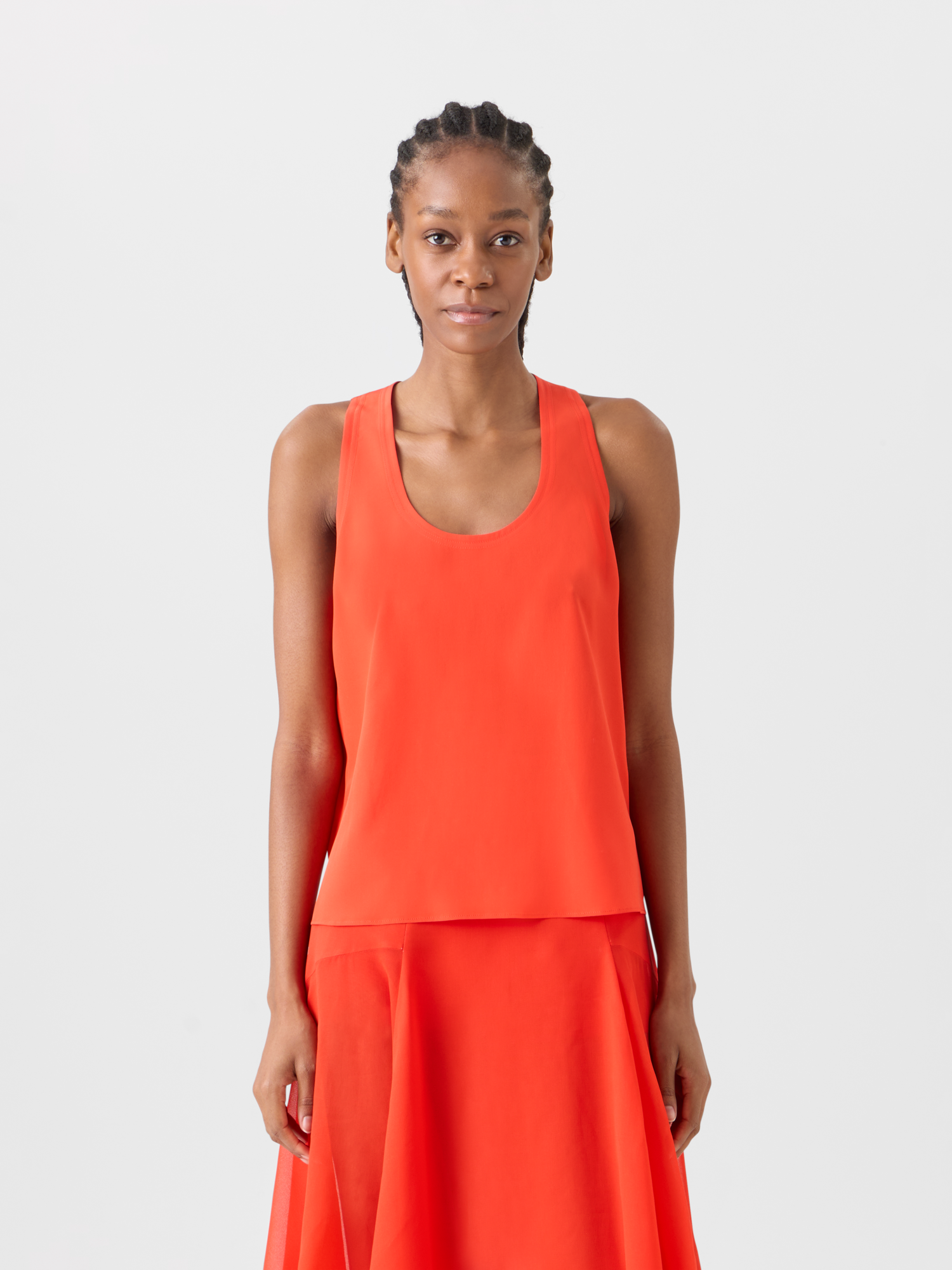 Designer Top aus Seiden-Georgette - Rot 