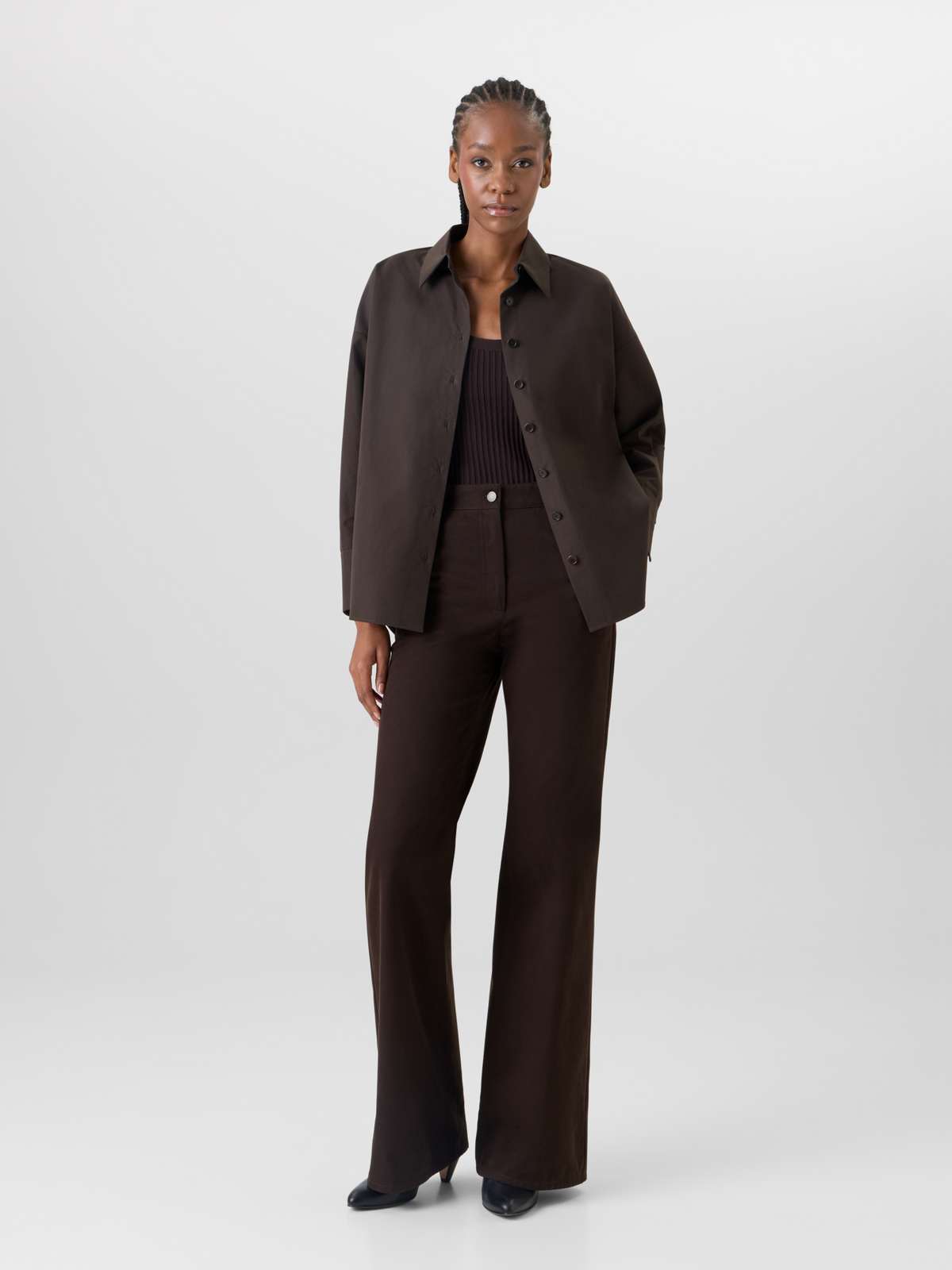 Designer Langärmelige Hemdbluse aus Baumwolle - Braun #editorial