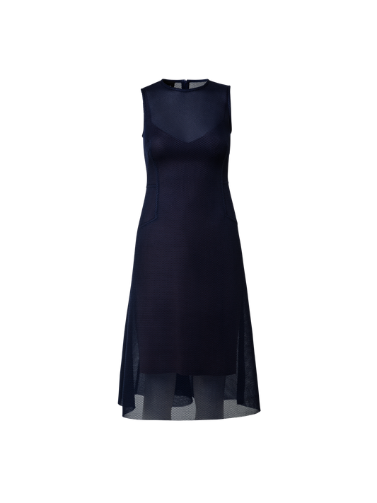 Designer Midikleid aus Techno Grid - Dunkelblau - Blau