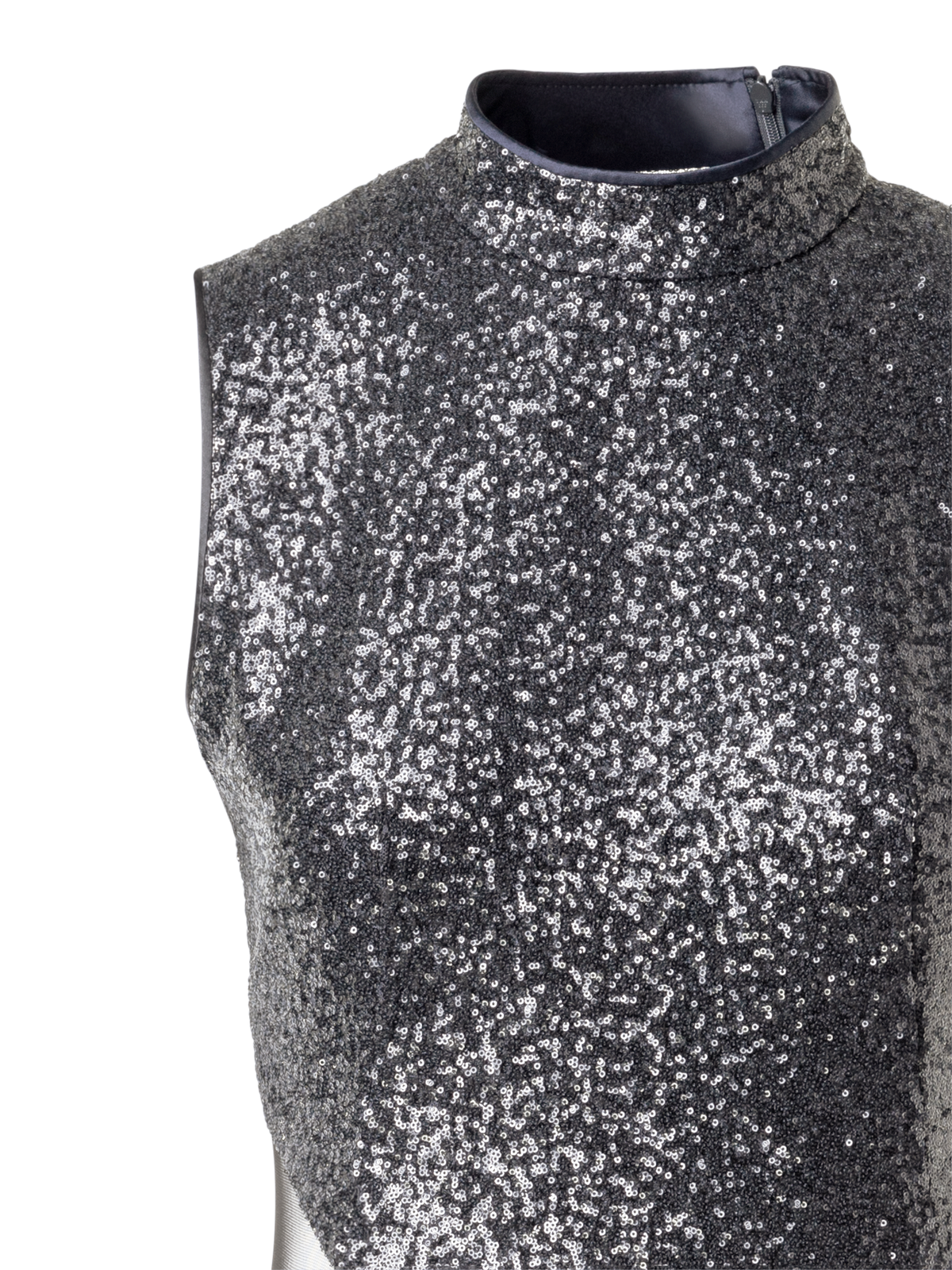 Designer Pailletten-Abendkleid mit Rückenausschnitt - Grau