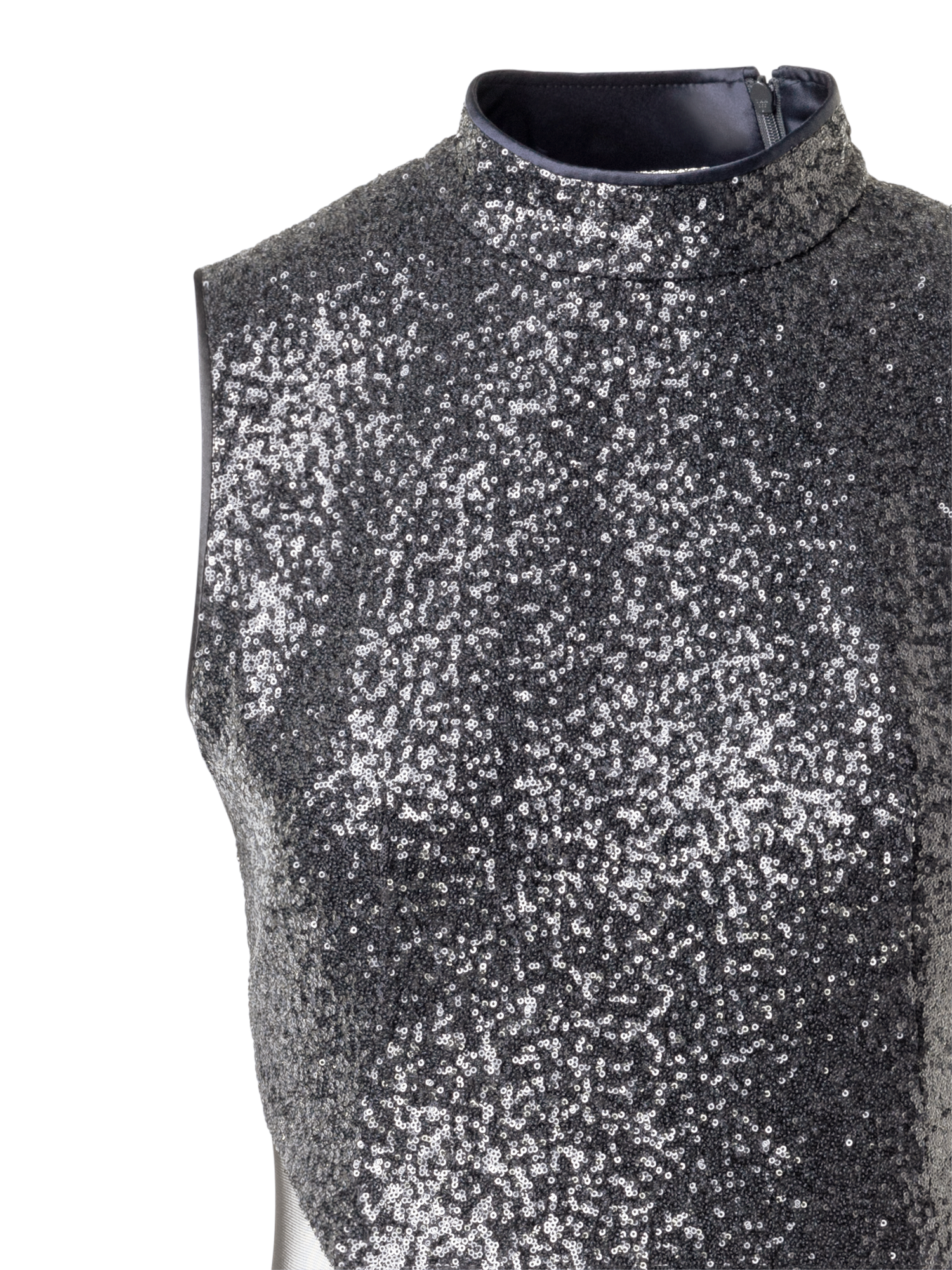 Designer Pailletten-Abendkleid mit Rückenausschnitt - Grau