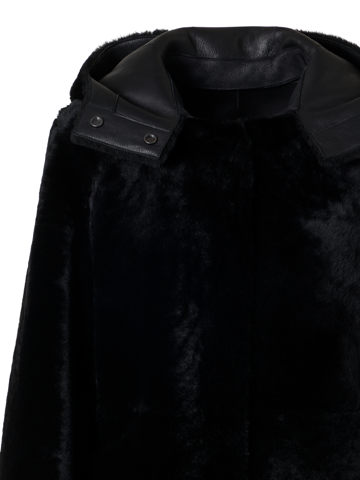 Designer Wendbarer Lamm-Shearling-Mantel mit Kapuze - Schwarz
