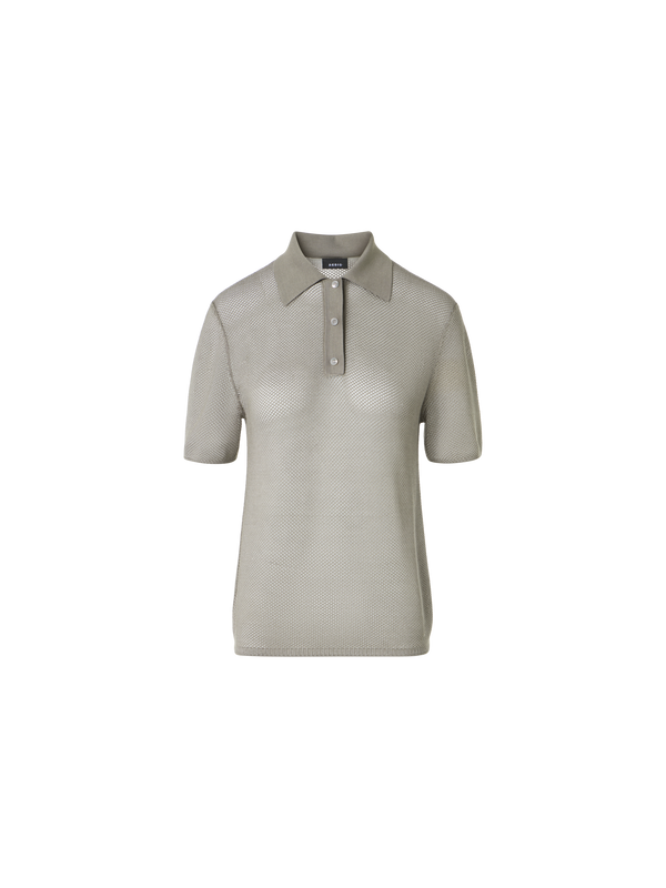 Designer Relaxed-Fit Seiden-Polopullover im zweifarbigen Gittermuster - Beige