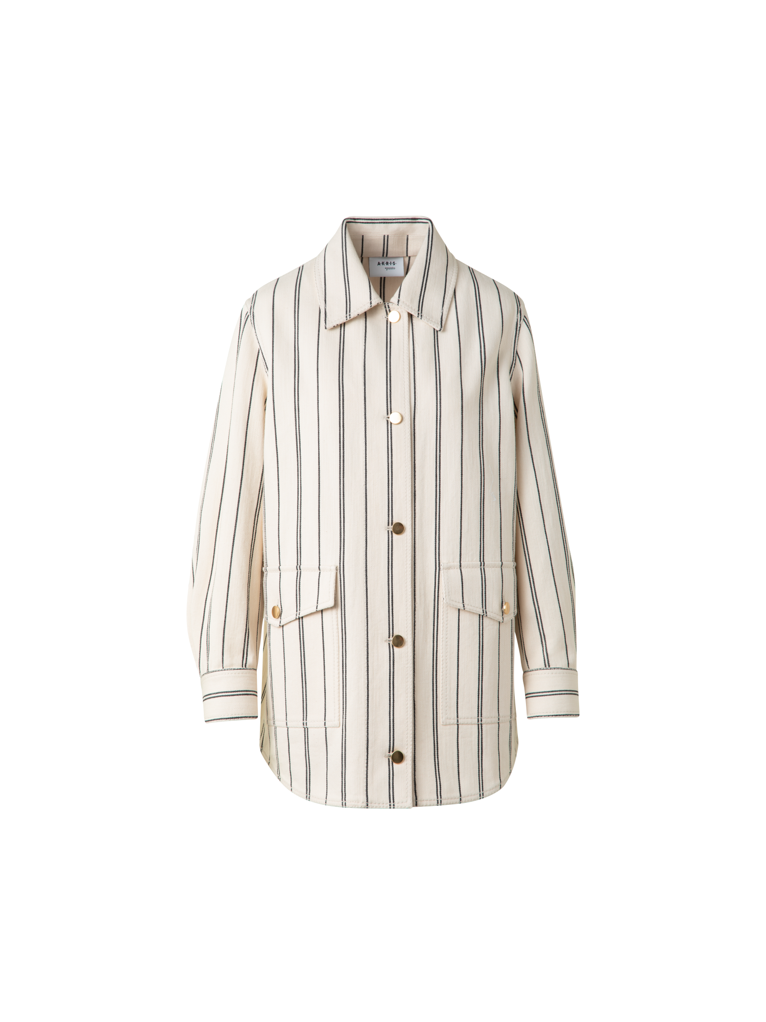 Designer Gestreifte Boyfriend-Denim-Jacke - Bunt - Ecru - Weiss