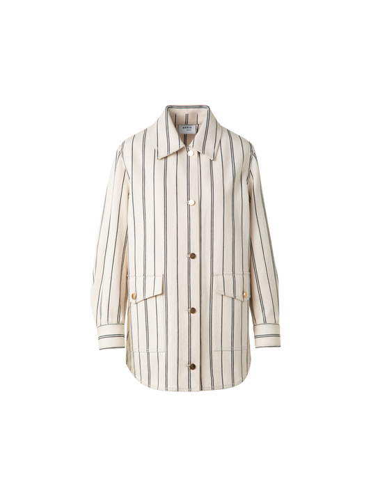 Designer Gestreifte Boyfriend-Denim-Jacke - Bunt - Ecru - Weiss