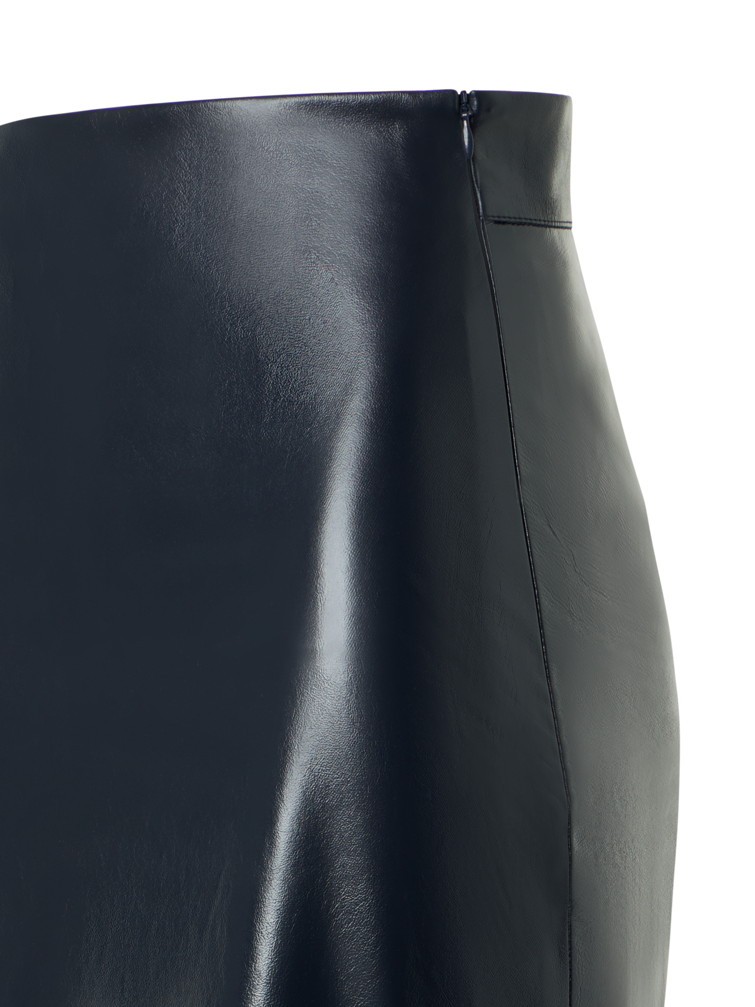 Designer Lackierter Midi-Bleistiftrock aus Nappaleder - Dunkelblau