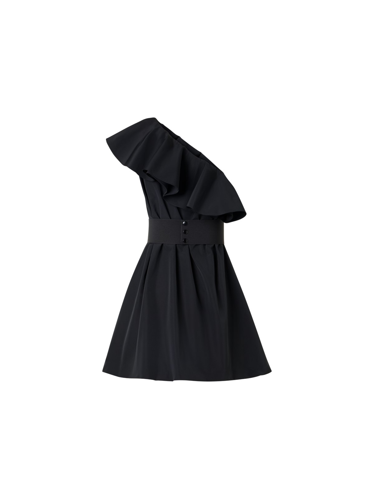 Designer One-Shoulder-Kleid aus Baumwoll-Taft-Mischgewebe - Schwarz