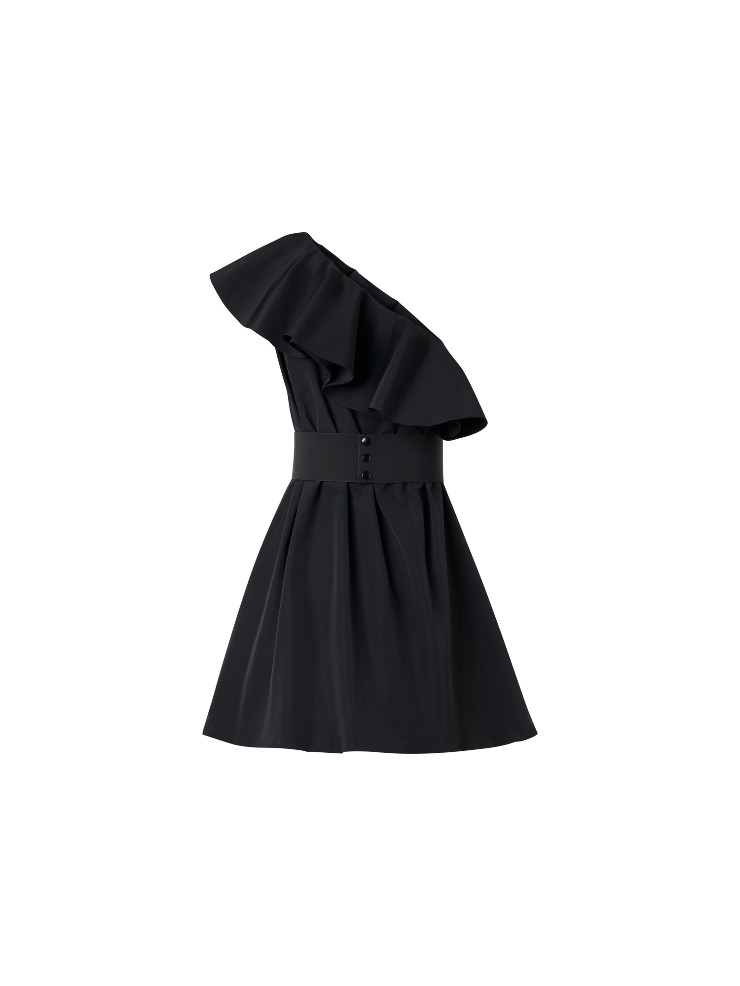Designer One-Shoulder-Kleid aus Baumwoll-Taft-Mischgewebe - Schwarz