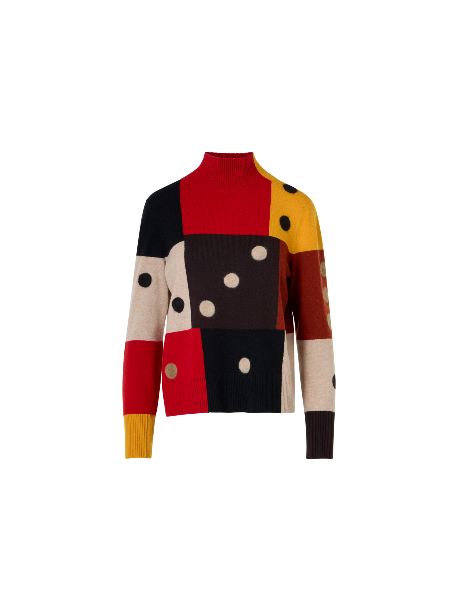 Designer Wolle-Kaschmir Pullover mit Dice Intarsia - Bunt