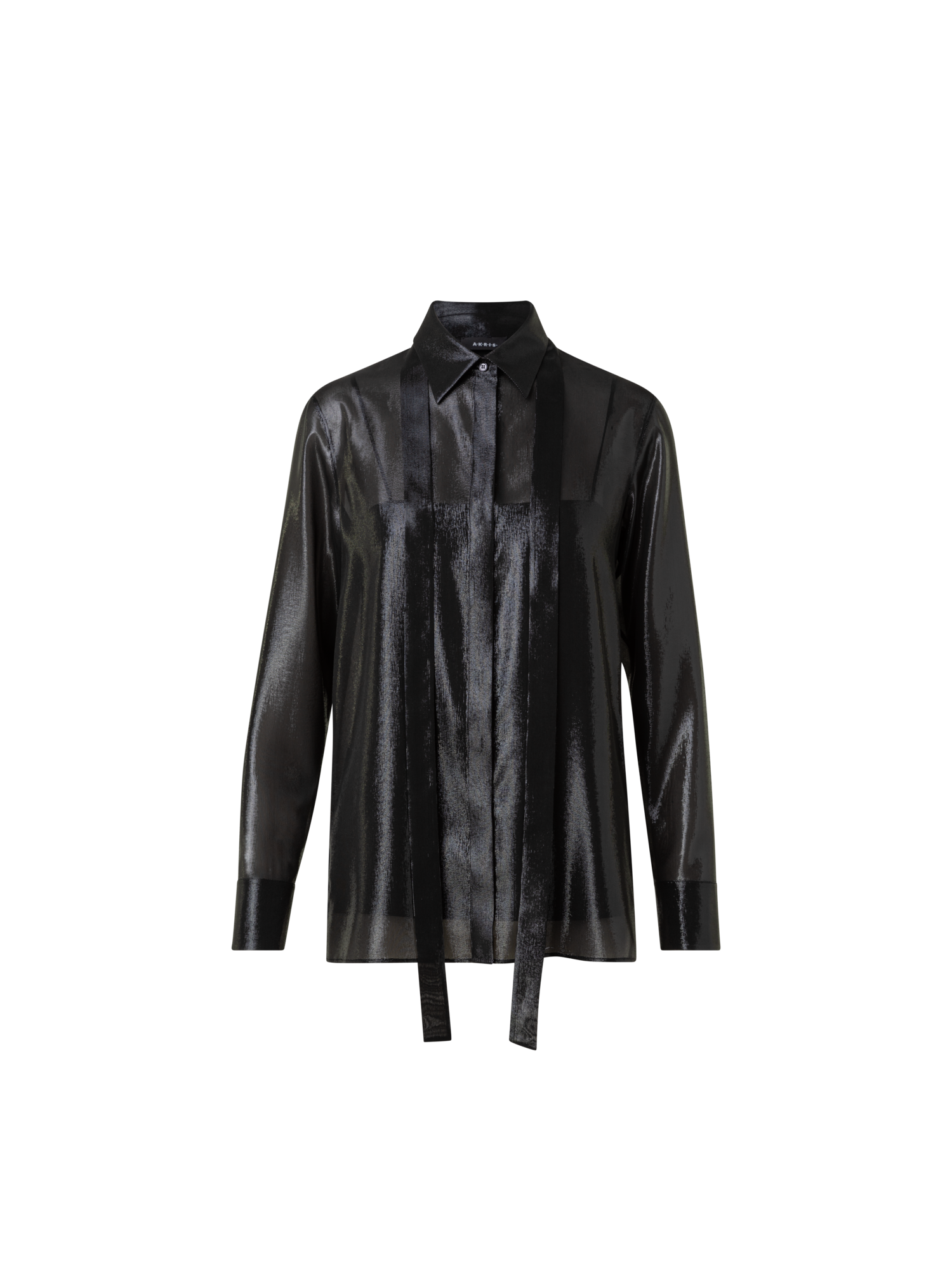 Designer Tunika-Bluse aus Seiden-Lurex-Mischung - Schwarz