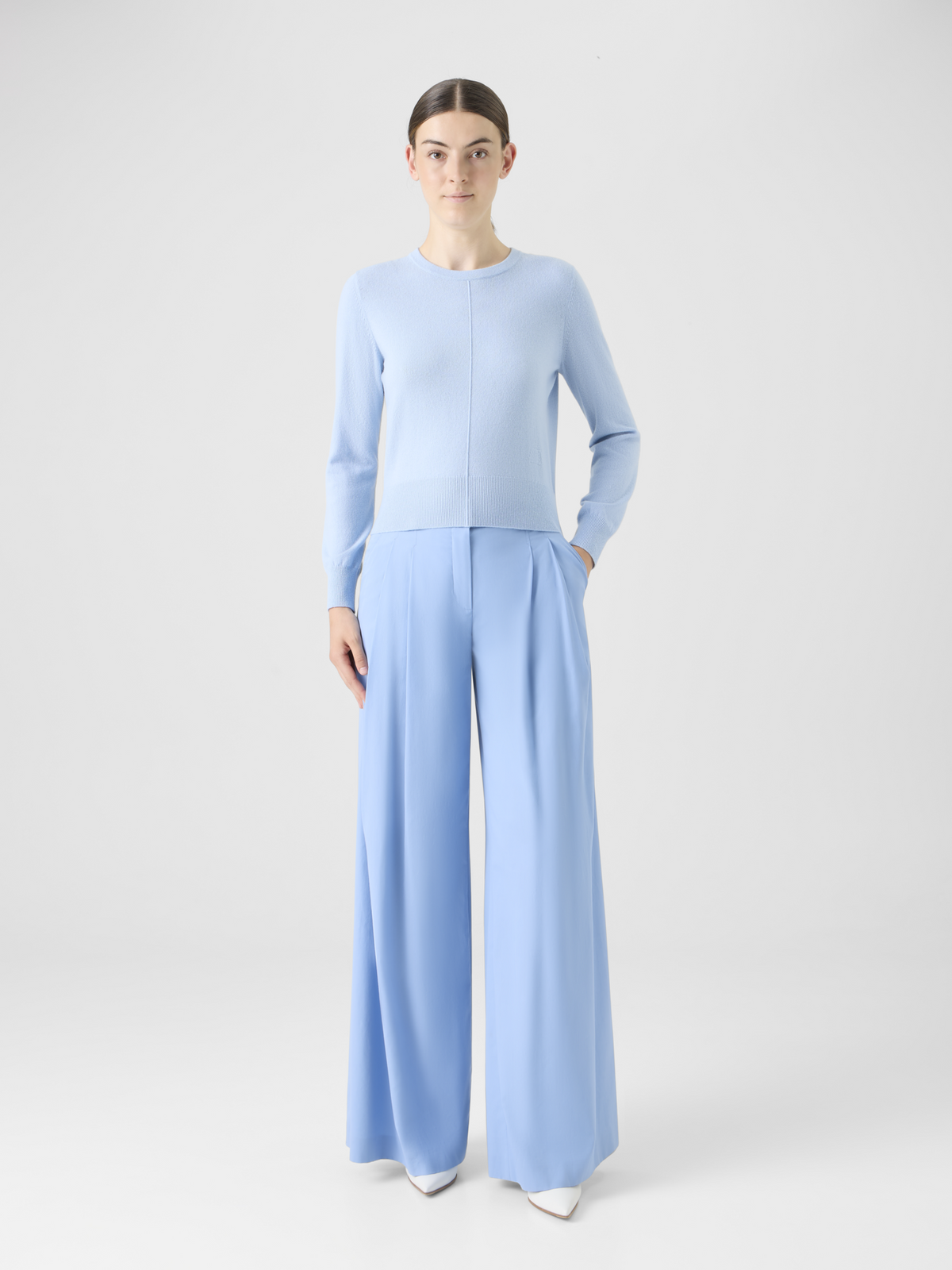 Designer Pullover aus Kaschmir mit Rundhalsausschnitt - Blau #editorial