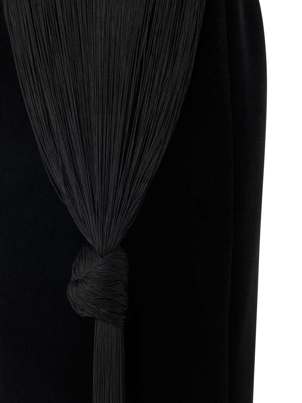 Designer Bleistiftrock aus Samt-Neopren mit The Fringe Knot - Schwarz