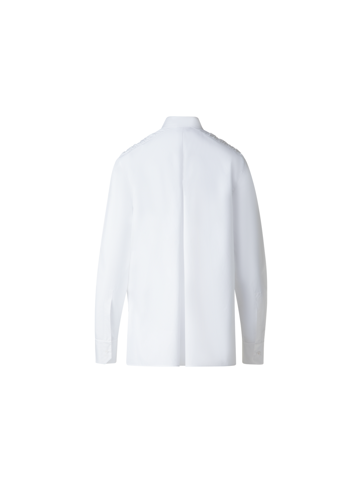 Designer Baumwollbluse mit gerafften Schultern-Details - Weiss