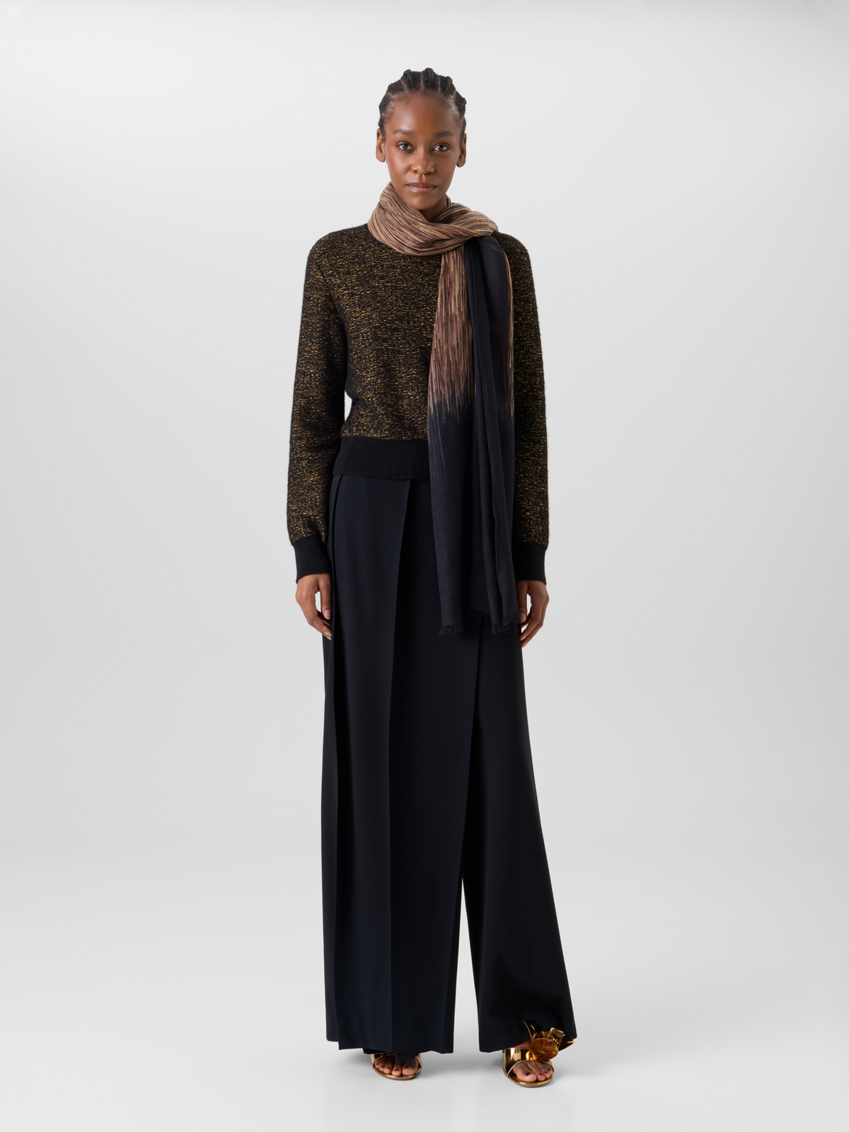Designer Kaschmirschal mit Oro Lienzo Print - Schwarz 