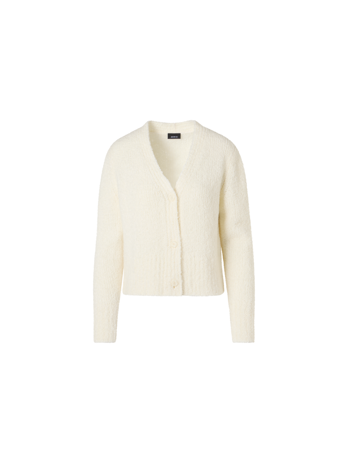 Designer Kurze Strickjacke aus Kaschmir-Seide-Bouclé - Ecru