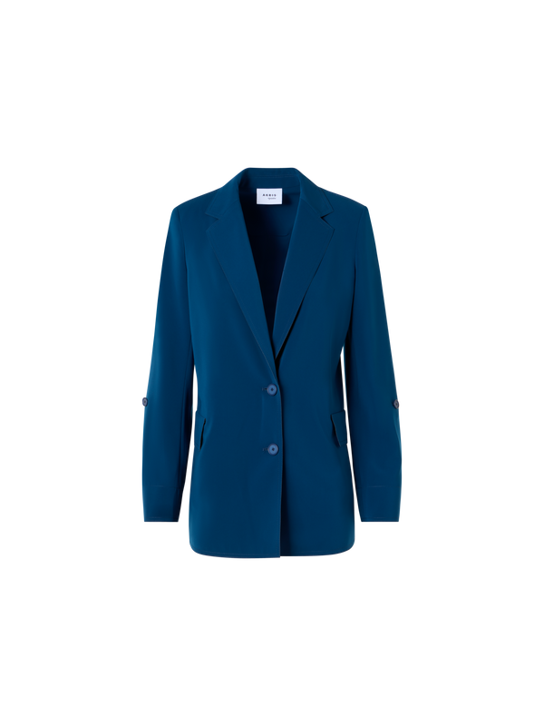 Designer Boyfriend Blazer aus Lasercut Crêpe - Blau