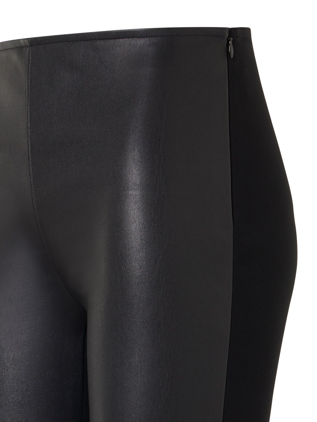 Designer Skinny Hose mit Nappaleder-Front und Jersey-Rücken - Schwarz