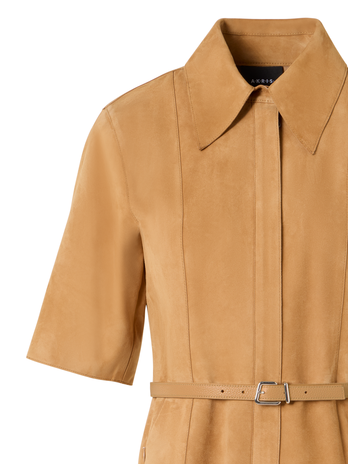 Designer Kurzärmeliges Hemdblusenkleid aus Wildleder