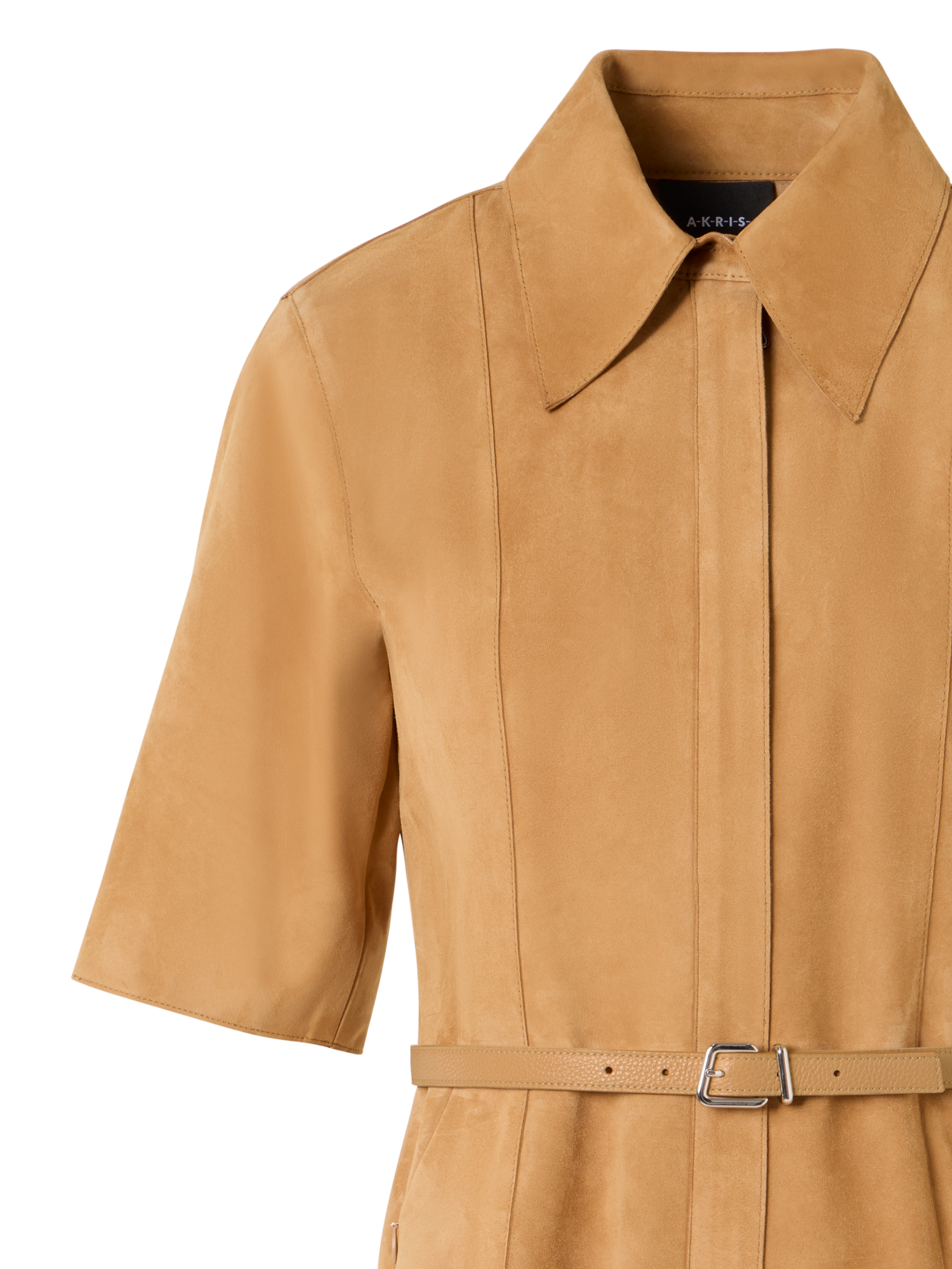 Designer Kurzärmeliges Hemdblusenkleid aus Wildleder