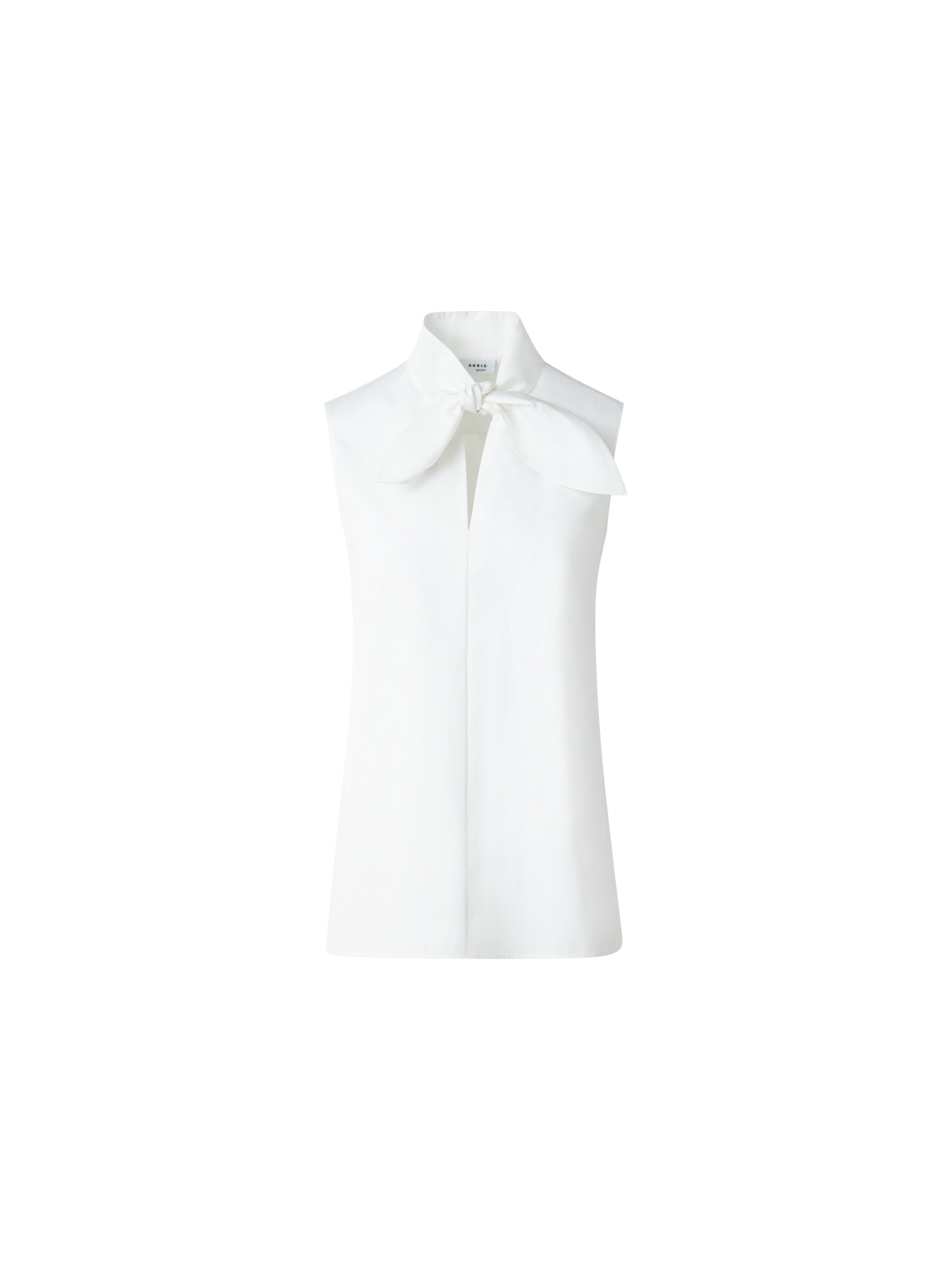 Designer Ärmellose Baumwoll-Bluse mit Krawattenknoten - Ecru - Weiss
