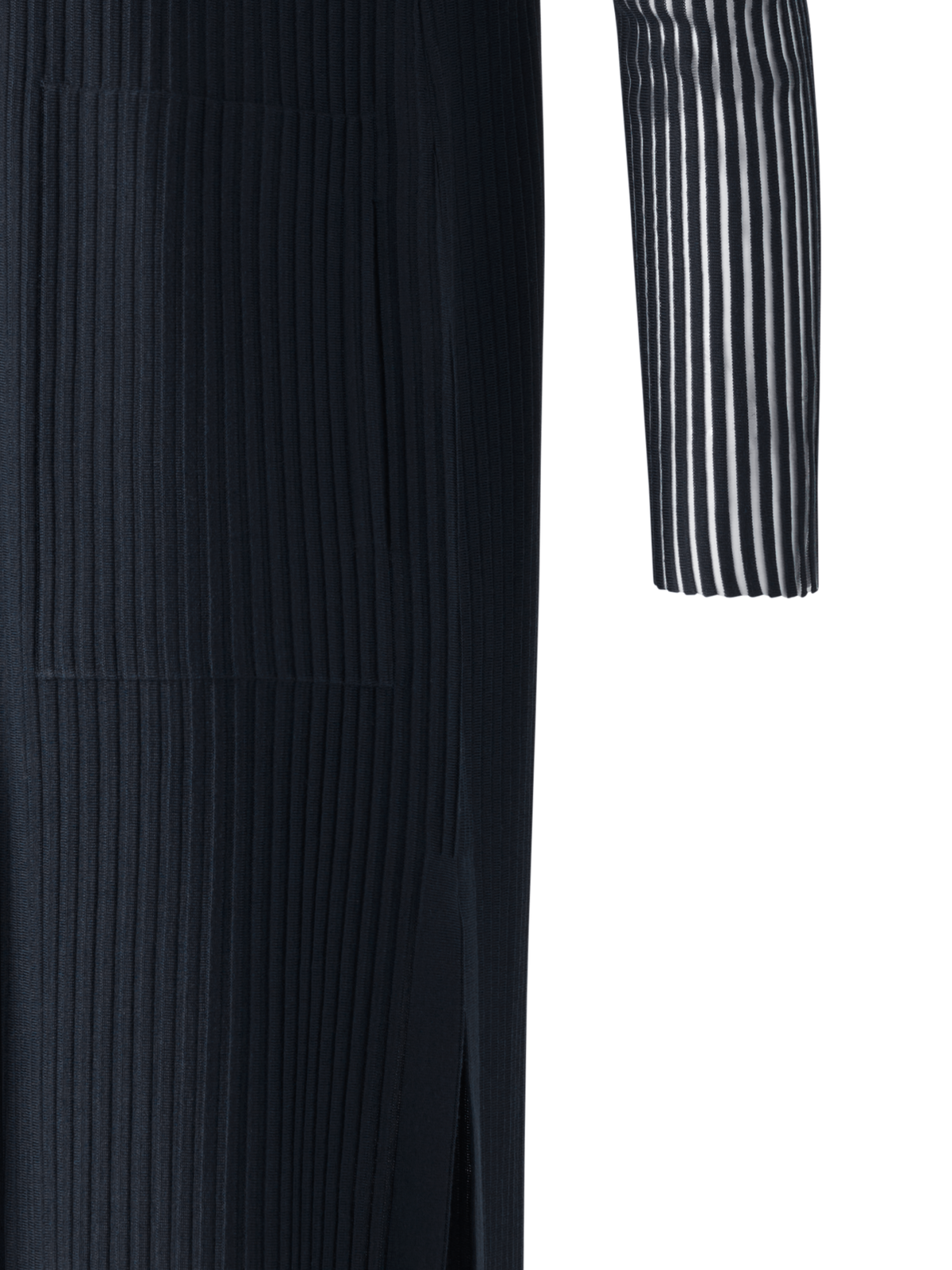 Designer Langer Strickmantel aus Seidenbaumwolle - Schwarz