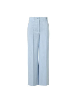 Designer Chiara Cropped Wide Leg Hose aus Seersucker - Blau