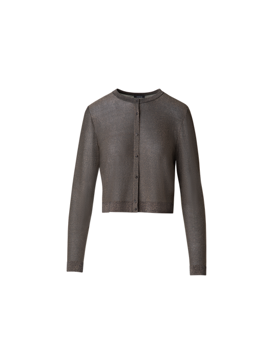 Designer Seiden-Cardigan mit goldenem Lurex - Schwarz - Gold