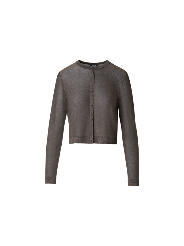 Designer Seiden-Cardigan mit goldenem Lurex - Schwarz - Gold