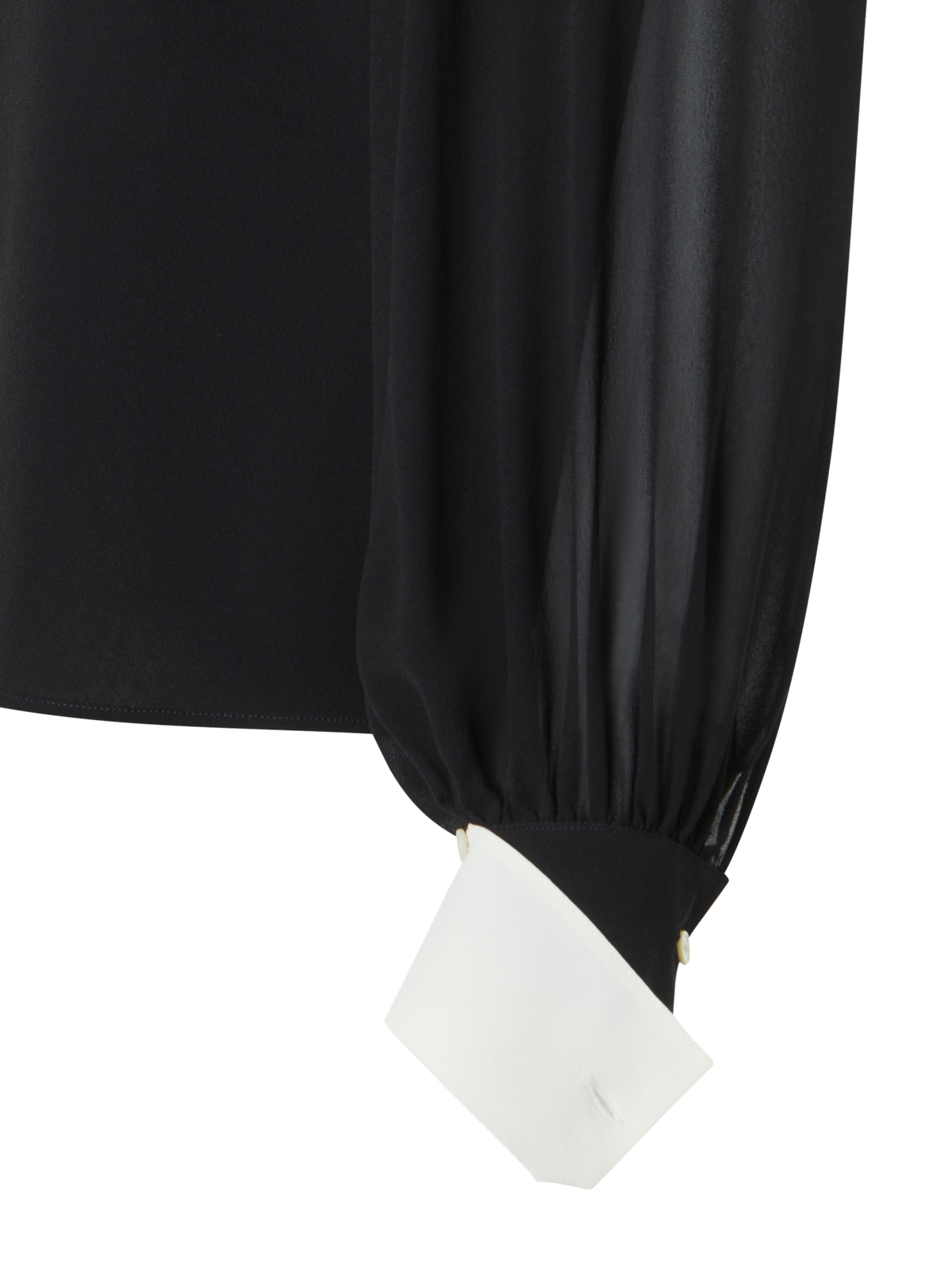 Designer Seidenbluse mit abnehmbaren Manschetten - Schwarz