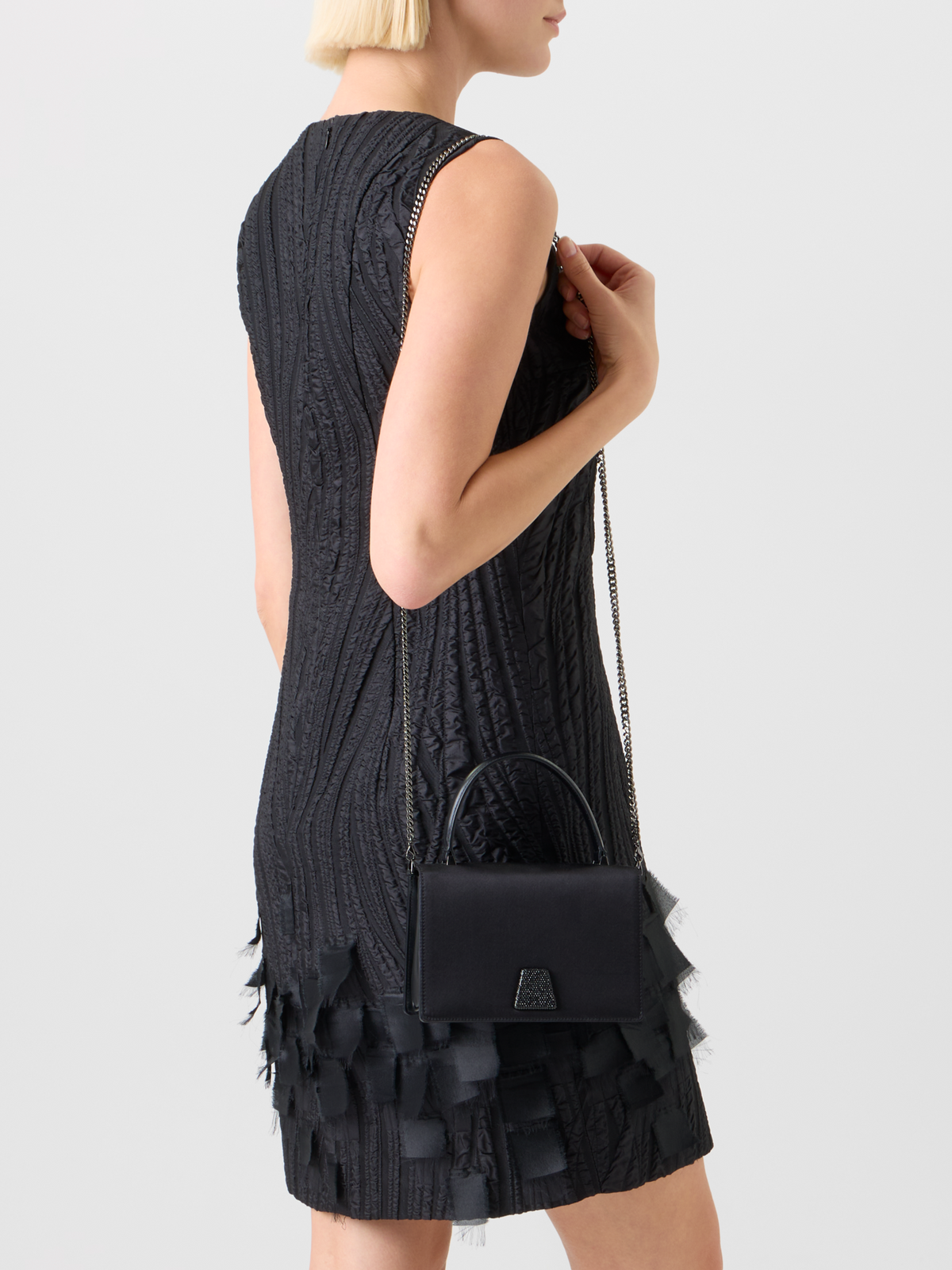 Designer Alice Mini Henkeltasche aus Satin - Schwarz #editorial