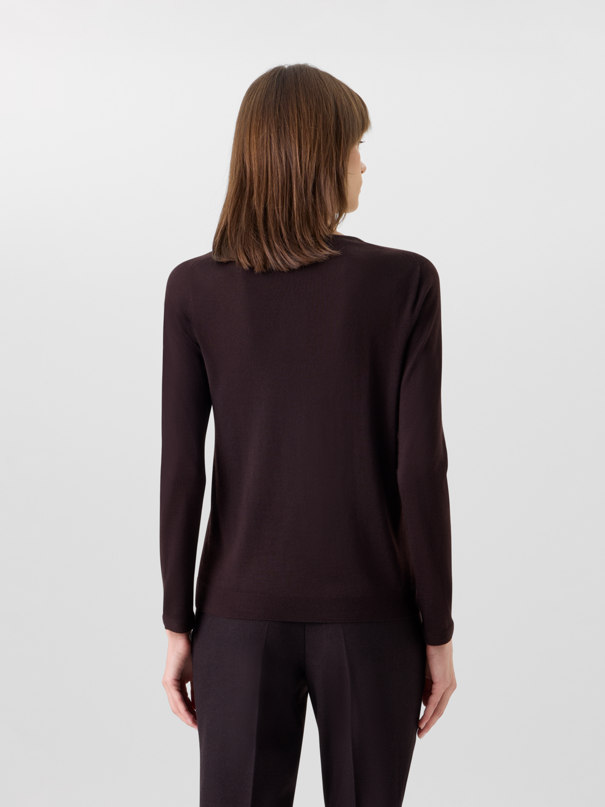 Designer Nahtloser Rundhals-Pullover aus Kaschmirseide - Braun 