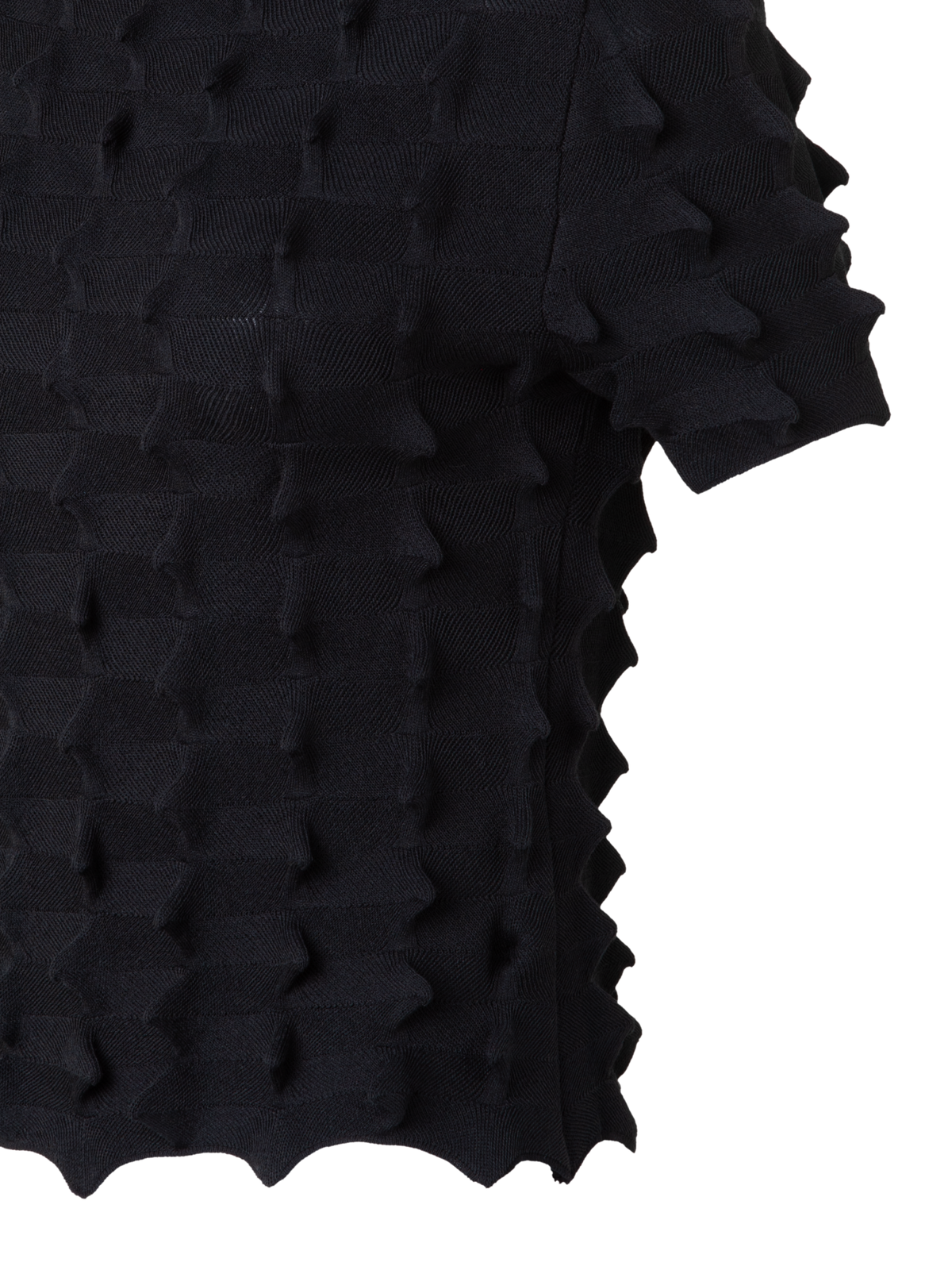 Designer Kurzarmpullover mit 3D Segel-Optik - Schwarz