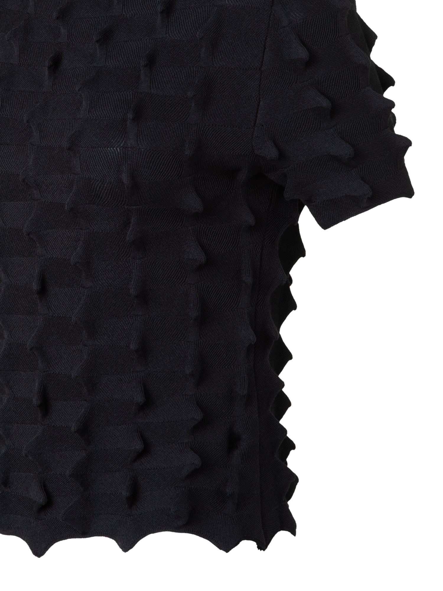 Designer Kurzarmpullover mit 3D Segel-Optik - Schwarz