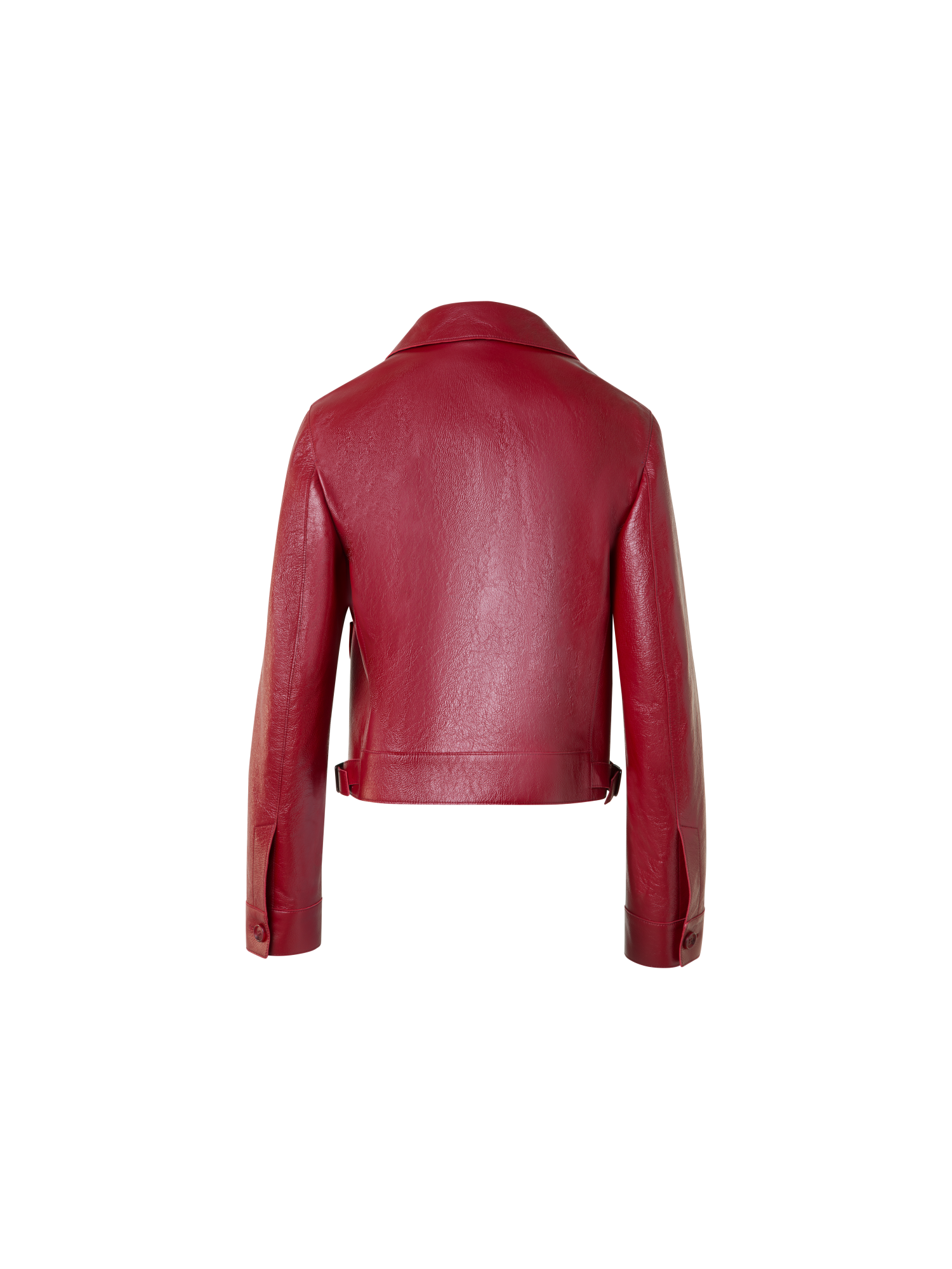 Designer Kurze Bomberjacke aus lackiertem Leder - Rot