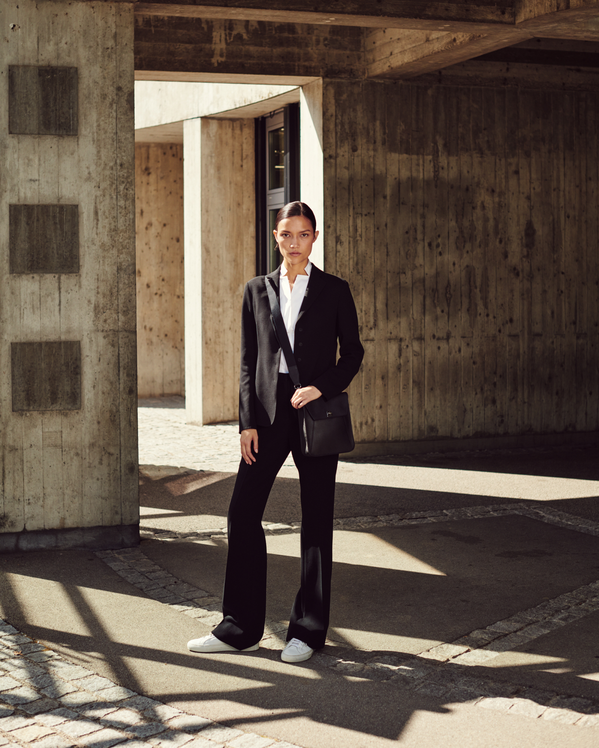 Designer Bluse in Baumwolle Stretch - Weiss #editorial