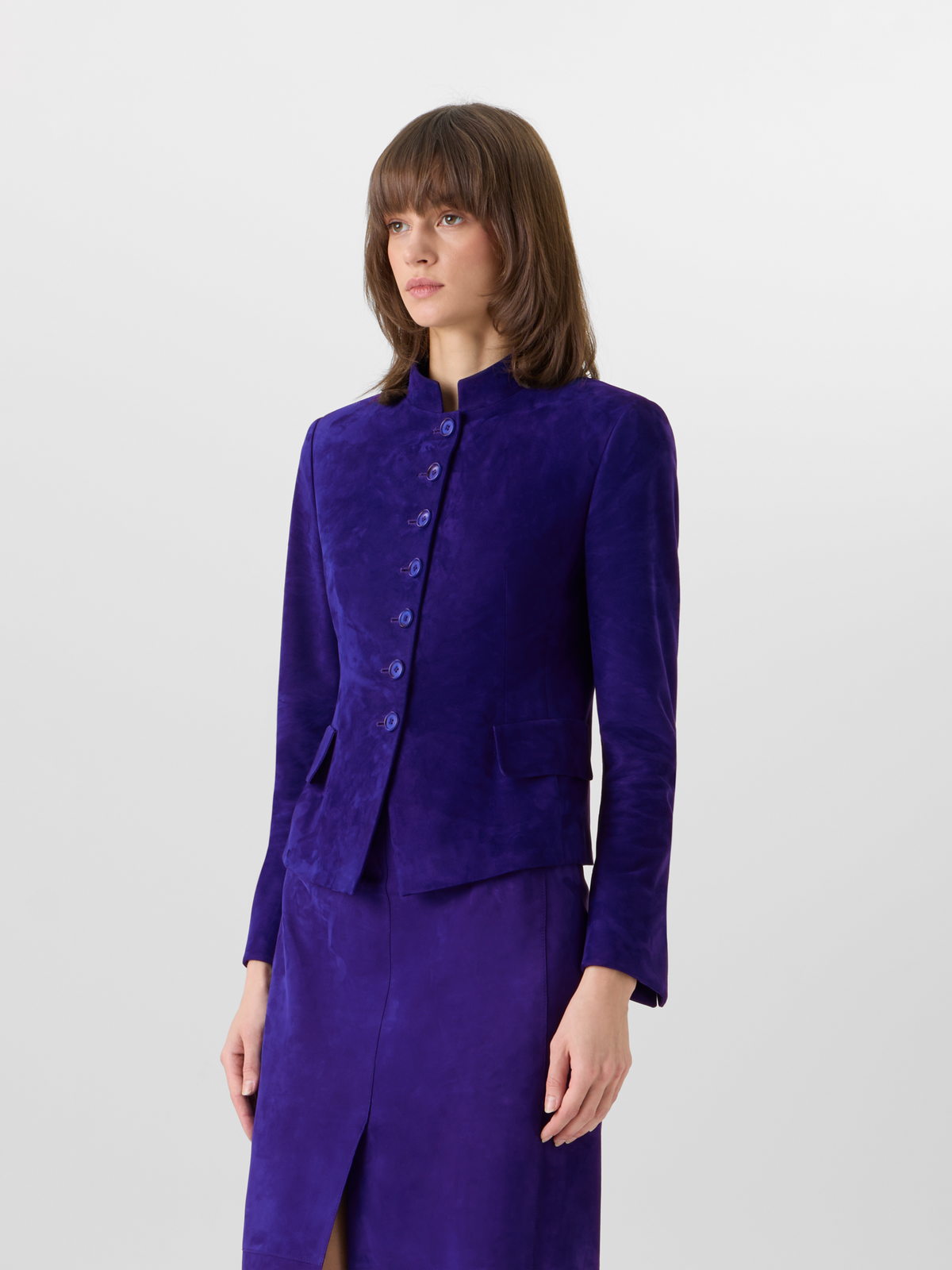 Designer Deva Kurzjacke aus Wildleder - Violett #editorial
